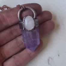 Load and play video in Gallery viewer, Amethyst Polished Point &amp; Rainbow Moonstone Necklace #1 - Ready to Ship
