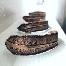 Load image into Gallery viewer, Electroformed Feather and Leather Wrap Bracelet - Made to Order