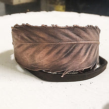 Load image into Gallery viewer, Electroformed Feather and Leather Wrap Bracelet (Wide) - Made to Order