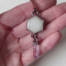 Load and play video in Gallery viewer, White Moonstone Hexagon and Vera Cruz Amethyst Necklace #2 - Ready to Ship
