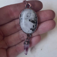 Load and play video in Gallery viewer, Rainbow Moonstone and Vera Cruz Amethyst Necklace #1 - Ready to Ship
