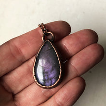Load image into Gallery viewer, Medium Labradorite Teardrop Necklace (Purple)- Ready to Ship