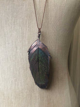 Load image into Gallery viewer, Electroformed Green Macaw Feather Necklace - Ready to Ship