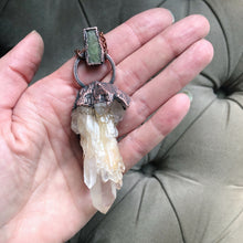 Load image into Gallery viewer, Candle Quartz & Raw Green Kyanite Statement Necklace