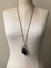 Load image into Gallery viewer, Raw Smoky Quartz Twin Point Necklace with Amazonite Accented Chain (Satya Collection)