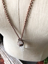 Load image into Gallery viewer, Polished Clear Quartz Point &amp; Golden Rutilated Quartz Topped Necklace #1 (Icarus Soaring)
