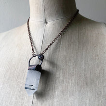 Load image into Gallery viewer, Tourmilinated Quartz Point & Grey Moonstone Necklace