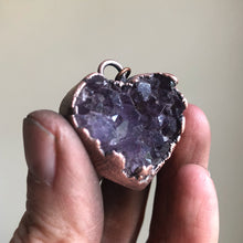 Load image into Gallery viewer, Dark Amethyst Druzy Heart Necklace #1 - Ready to Ship