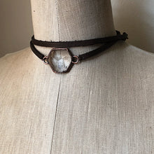Load image into Gallery viewer, Clear Quartz Hexagon and Leather Wrap Bracelet/Choker