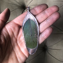 Load image into Gallery viewer, Electroformed Green Macaw Feather Necklace #2- Ready to Ship
