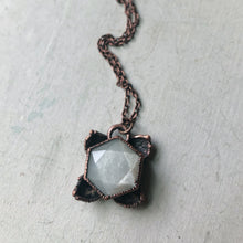 Load image into Gallery viewer, White Moonstone Hexagon and Hydrangea Necklace #2 - Ready to Ship