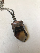 Load image into Gallery viewer, Smoky Quartz Point with Black Druzy Necklace - Ready to Ship (Flower Moon Collection)