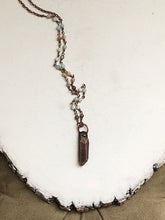 Load image into Gallery viewer, Copper Crystal Point Necklace on Aged Copper & Amazonite Rosary Chain - Ready to Ship (5/17 Update)