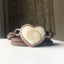 Load image into Gallery viewer, Eye of Shiva Heart and Leather Wrap Bracelet/Choker #2