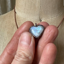 Load image into Gallery viewer, Rainbow Moonstone Heart Necklace #4- Ready to Ship