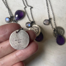 Load image into Gallery viewer, Live By the Moon Sterling Silver Necklace with Amethyst & Rainbow Moonstone - Ready to Ship