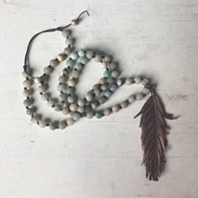Load image into Gallery viewer, Electroformed Feather and Amazonite Necklace