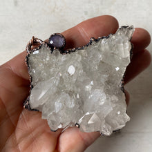 Load image into Gallery viewer, Clear Quartz Cluster & Pink Sapphire Statement Necklace