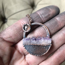 Load image into Gallery viewer, Round Amethyst Slice with Grey Moonstone Necklace - Ready to Ship