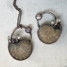 Load image into Gallery viewer, Golden Ammonite, Clear Quartz and Rainbow Moonstone Necklace #2B - Ready to Ship