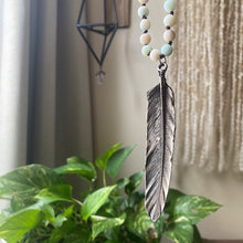 Load image into Gallery viewer, Amazonite and Sterling Silver Feather Necklace - Ready to Ship