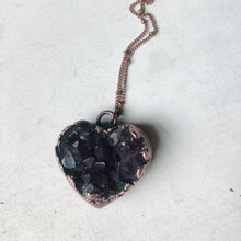 Load image into Gallery viewer, Dark Amethyst Druzy Heart Necklace #1 - Ready to Ship