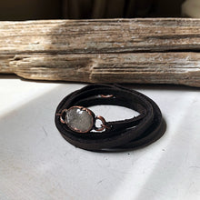 Load image into Gallery viewer, Golden Rutilated Quartz & Leather Wrap Bracelet/Choker #2 (Icarus Soaring Collection)