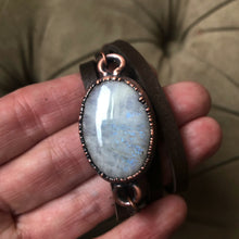 Load image into Gallery viewer, Rainbow Moonstone & Leather Wrap Bracelet/Choker #2 - Ready to Ship