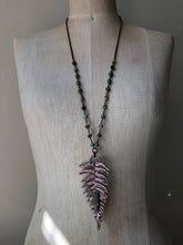 Load image into Gallery viewer, Electroformed Fern with Raw Green Kyanite Necklace #2