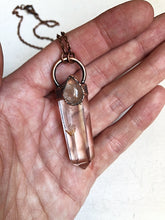 Load image into Gallery viewer, Polished Clear Quartz Point & Teardrop Golden Rutilated Quartz Necklace #2 (Icarus Soaring)