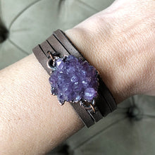 Load image into Gallery viewer, Amethyst Rosette Wrap Bracelet/Choker