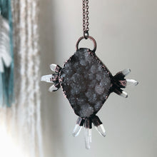 Load image into Gallery viewer, Druzy & Raw Clear Quartz Statement Necklace #2 - Ready to Ship