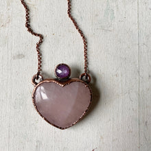 Load image into Gallery viewer, Rose Quartz Heart & Pink Sapphire Necklace