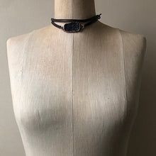 Load image into Gallery viewer, Gray Druzy and Leather Wrap Bracelet/Choker #6 - Ready to Ship
