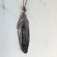 Load image into Gallery viewer, Electroformed Feather Necklace with Raw Chakra Stones #1 - Ready to Ship