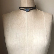 Load image into Gallery viewer, Raw Blue Kyanite and Leather Wrap Bracelet/Choker - Made to Order