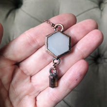 Load image into Gallery viewer, White Moonstone Hexagon and Dravite Necklace #2 - Ready to Ship