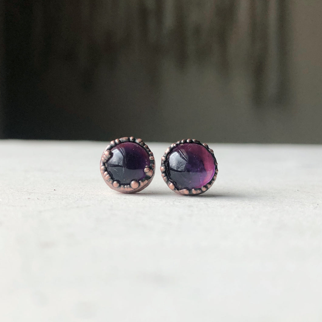 Round Amethyst Earrings #3 - Ready to Ship