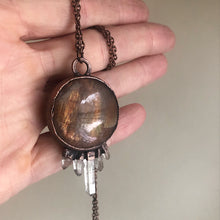 Load image into Gallery viewer, Round Sunstone & Clear Quartz Necklace #1- Ready to Ship