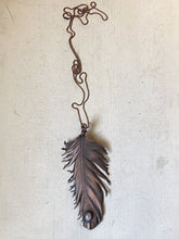 Load image into Gallery viewer, Electroformed Feather and Rainbow Moonstone Necklace