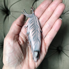 Load image into Gallery viewer, Electroformed Wild Feather with Clear Quartz Druzy Cluster Necklace