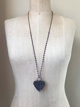 Load image into Gallery viewer, Amethyst Druzy Necklace on Sterling Silver Rosary Chain- Ready to Ship