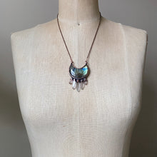 Load image into Gallery viewer, Labradorite Crescent Moon with Raw Clear Quartz Necklace #2 - Ready to Ship