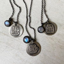 Load image into Gallery viewer, Live By the Moon Sterling Silver Necklace with Rainbow Moonstone - Ready to Ship