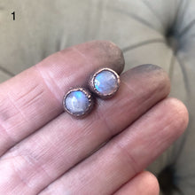 Load image into Gallery viewer, Rainbow Moonstone Stud Earrings - Ready to Ship