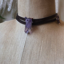 Load image into Gallery viewer, Vera Cruz Amethyst &amp; Leather Choker #1 - Ready to Ship
