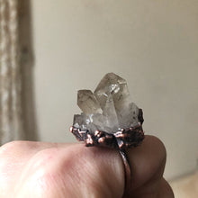 Load image into Gallery viewer, Raw Smoky Quartz Cluster Large Statement Ring - (Super Blood Wolf Moon)