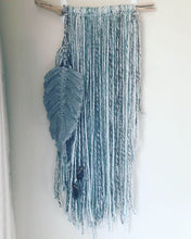 Load image into Gallery viewer, Full Moon in Virgo Wall Hanging with Macrame Feather and Raw Smoky Quartz Points - Ready to Ship