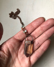 Load image into Gallery viewer, Polished Smoky Quartz Point Necklace with Amazonite Accented Chain (Satya Collection)