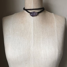 Load image into Gallery viewer, Raw Amethyst and Leather Wrap Bracelet/Choker - Made to Order